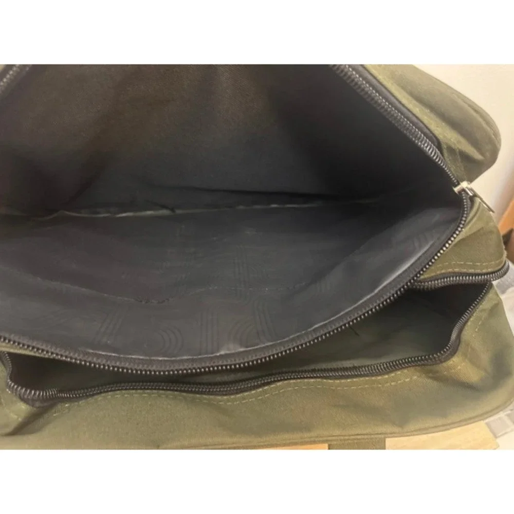 Tommy Hilfiger Messenger Bag Olive Green Canvas Laptop Briefcase Travel Bag